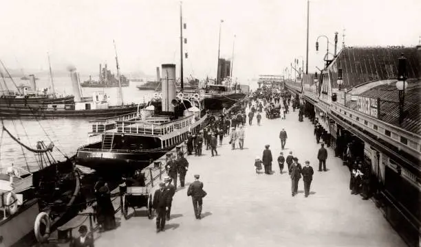 Activity At Princes Landing Stage At Liverpool Docks Circa 1910 Old Photo