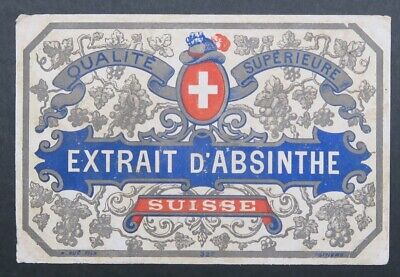Ancienne étiquette ABSINTHE GROSCASSAND Fleurance Gers Wetterwald absinth label 