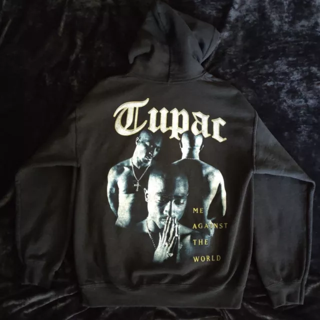 2Pac Tupac Me Against The World MEDIUM Graphic Hoodie Sweatshirt Black White