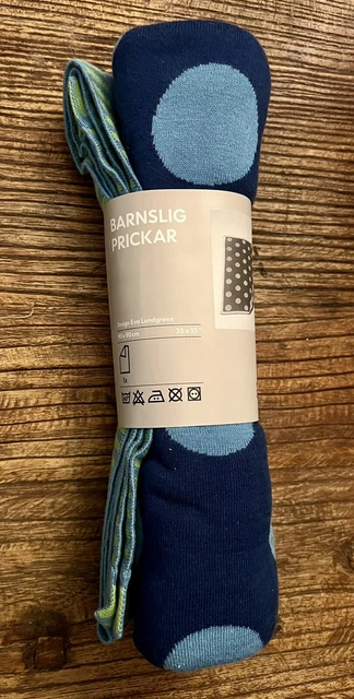 IKEA Barnslig Prickar Baby Blanket Cotton Throw Large Polka Dots Blue  NEW NOS