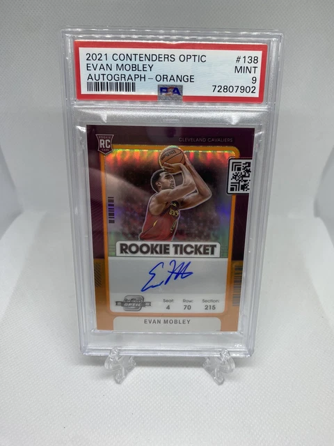 2021-22 Contenders Optic Rookie Ticket Evan Mobley 138 Orange Auto /25 PSA 9 RC