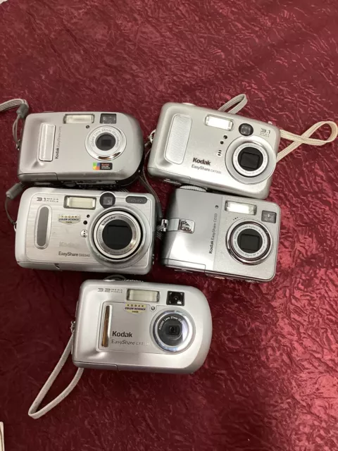 Lot Of 5 Kodak Easy Share Cameras  Non Working For Parts Only No Memory Cards