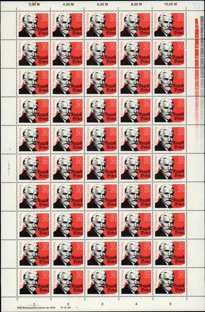 DDR Nr. 3310 mit WPD 1, postfrisch mit PF im Schalterbogen, Bogen, DV, DWD