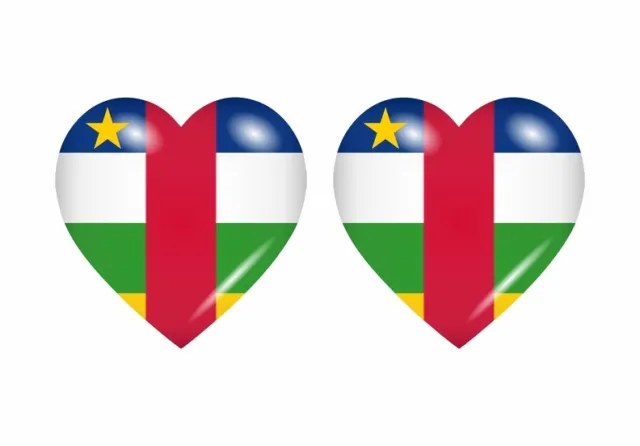 2x Sticker Flag Heart Rca Republic Central African