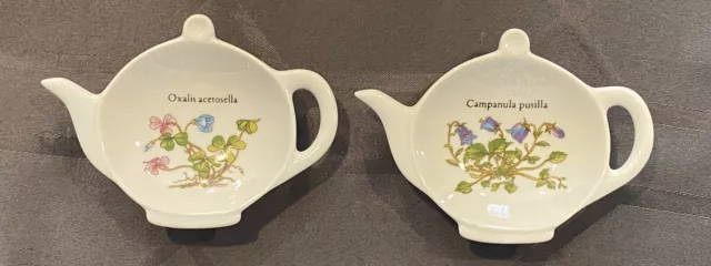 Set of Two (2) Collectible Teapot Shaped Ceramic Teabag/Tea Bag Caddy/ Holder