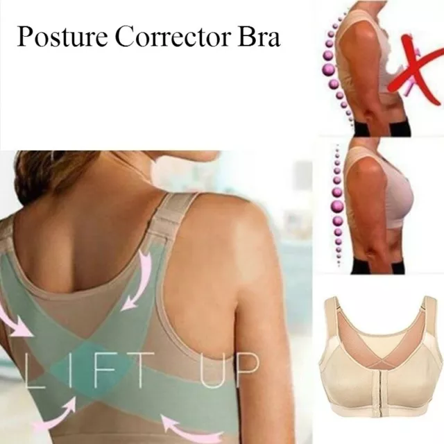 Women's Front Closure Posture Corrector Bra Back Support Wireless Lace  Bralette