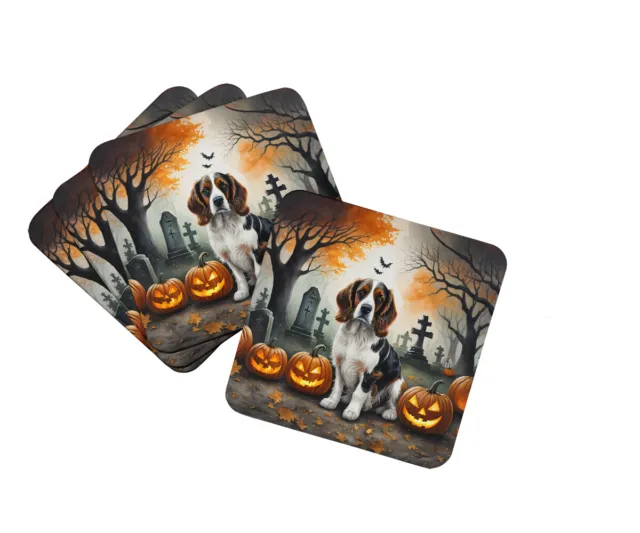Welsh Springer Spaniel Spooky Halloween Foam Coaster Set of 4 DAC2057FC