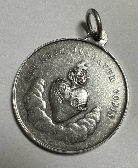 MEDAILLE RELIGIEUSE ANCIENNE/ VIRGO CARMELI. COEUR DE JESUS. METAL