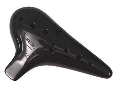 Woodnote Alto C - New Black 12 Holes Ocarina Flute with Fingering Chart