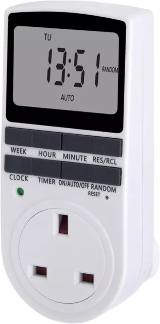 Electronic Digital Mains Plug in Timer Socket with LCD Display 12/24 Hour 7 Days