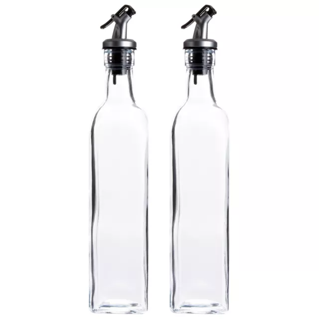 2-Pack Olive Oil and Vinegar Dispenser Set for Kitchen, Restaurant, 17oz/500ml
