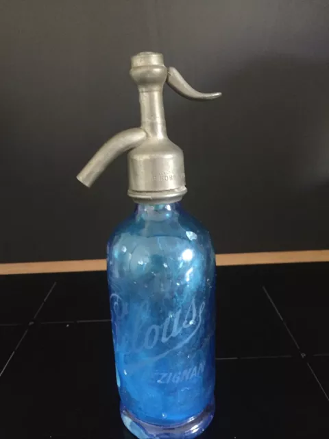 BOUTEILLE SIPHON Petit Modèle EAU de Seltz Bleu Foncé Peloase Lezignan