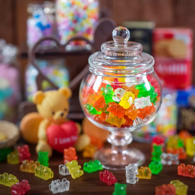 1Set Lifelike 1:12 Scale Dollhouse Miniatures Lot Gummy Bears Candy Glass Jar