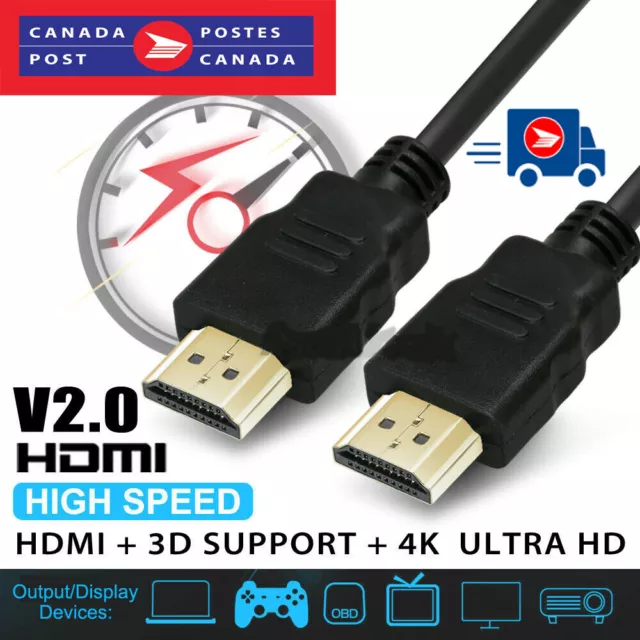 Premium 4K HDMI Cable 2.0 High Speed Gold Plated Braided Lead 2160P 3D HDTV UHD
