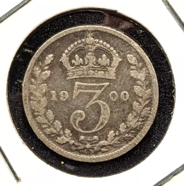 1900 Great Britain Silver Three 3 pence KM# 777 Queen Victoria Coin UK GB