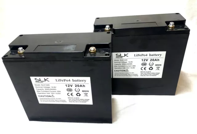 2 x 12 V 20 Ah Lithium Mobility Scooter Batterien & Ladegerät _ 3 X DIE ENTFERNUNG