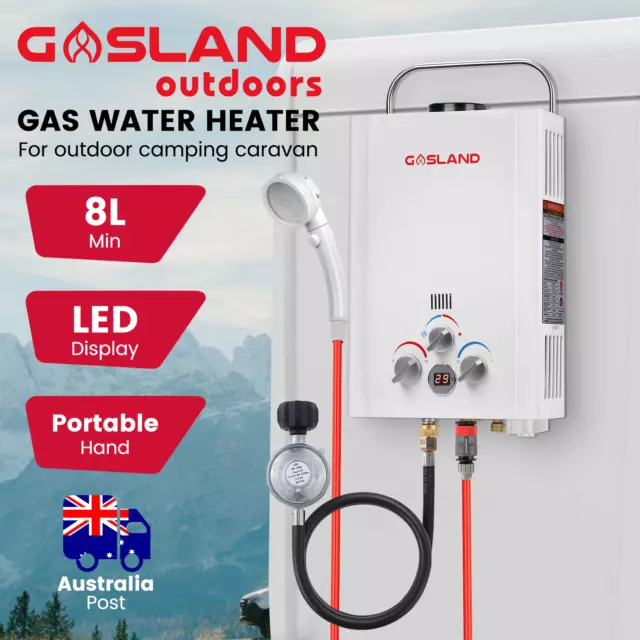 GASLAND 8L Tankless Gas Water Heater Instant Hot Caravan Camping Portable Shower