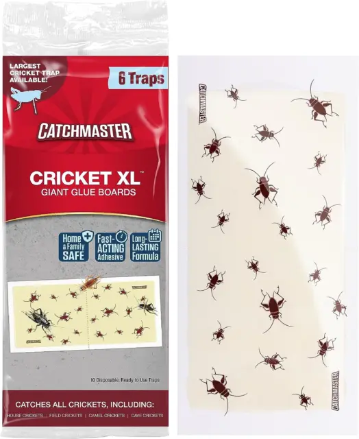 Cricket XL Giant Glue Boards 6-Pack, Adhesive Bug Catcher Indoor, Scorpion & Spi