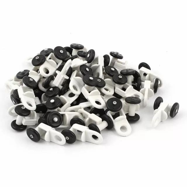 Noir Rail de rideau Plastique Blanc rouleaux Roue Diamètre 13 mm Lot de 40