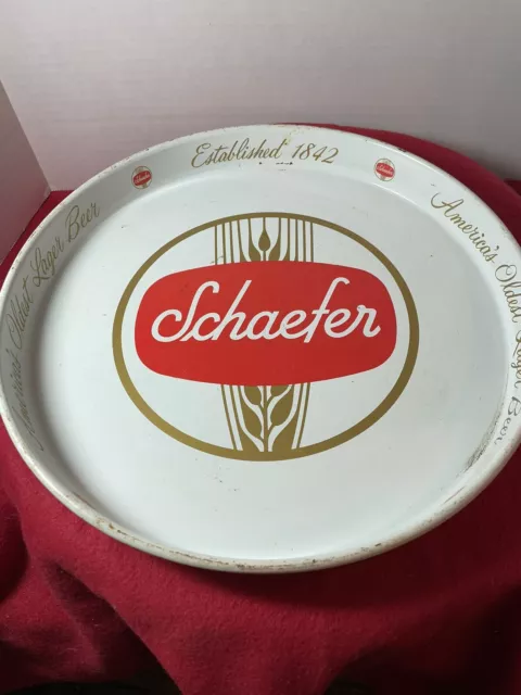 Vintage Bar 12" Schaefer America,S Oldest Lager  Beer Metal Serving Tray