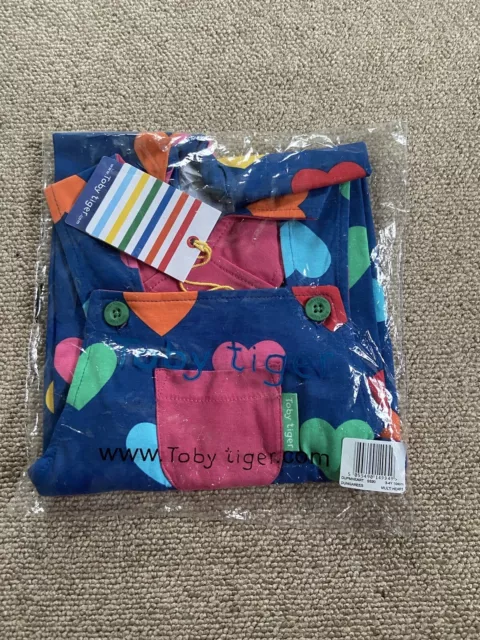 TOBY TIGER Girls Heart Dungarees Size 3-4 Years