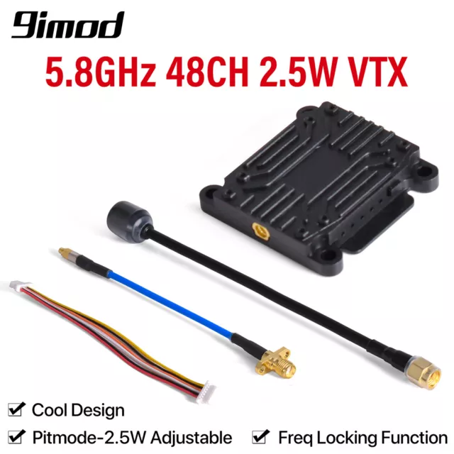 9IMOD 5.8GHz 2.5W 48CH FPV VTX Video Sender mit CNC Gehäuse für RC FPV Drohne