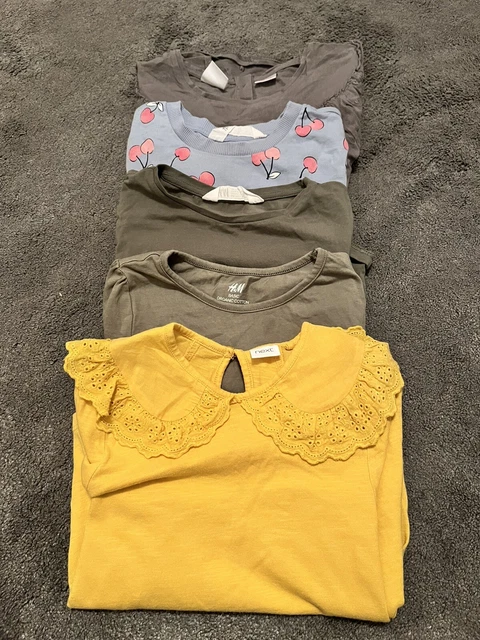 Bundle of girls age 4-5 assorted tops next Zara H&M Khaki Grey Yellow