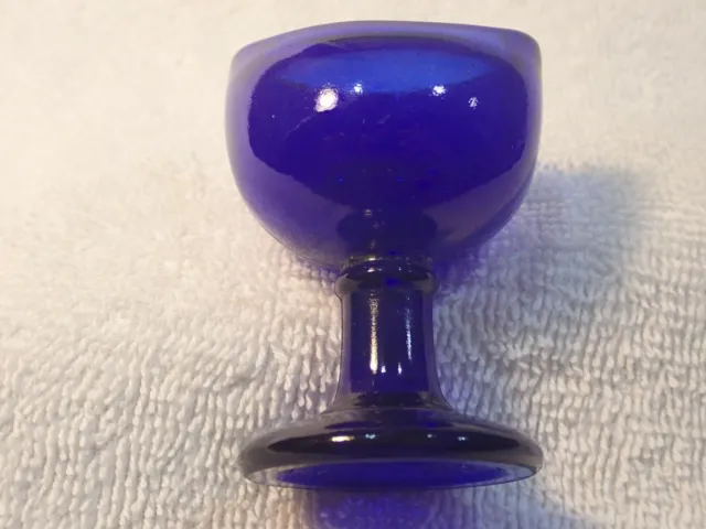 Pristine Cobalt Blue Woods Eye Wash Cup (Molded Eyebath) "Made In England"