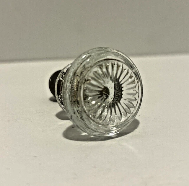 Vintage Crystal Glass Small Door Knob, Drawer Knob Clear, Clean Threaded