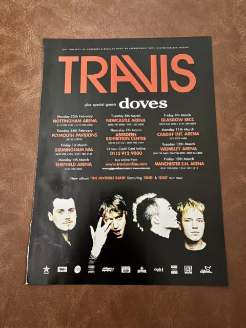 TRAVIS and DOVES | 2001 Q Magazine TOUR ad promo  | Collectible original