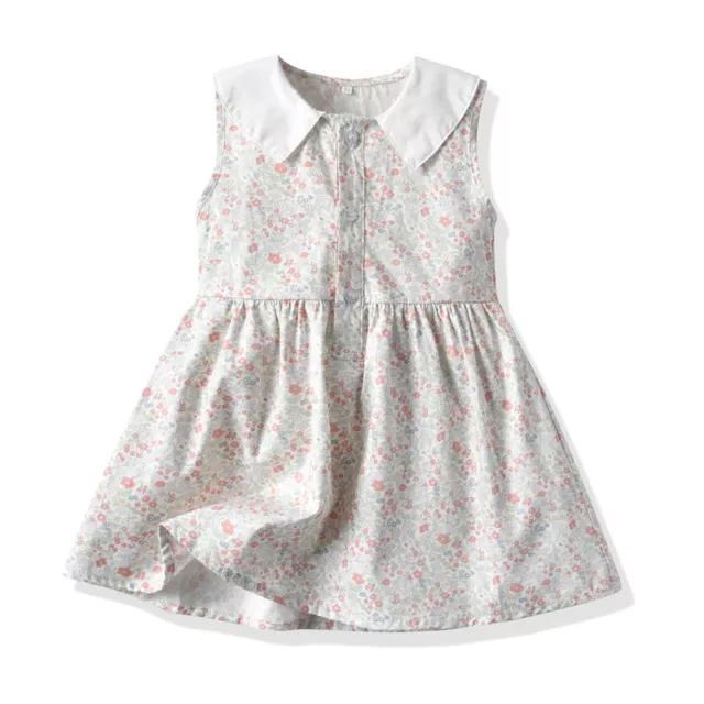 Kids Toddler Baby Girls Spring Summer Floral Cotton Sleeveless Princess Dress