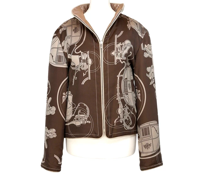 Hermes Paris Reversible Jacket Blazer Coat Silk Scarf Ex Libris Horse Cheval