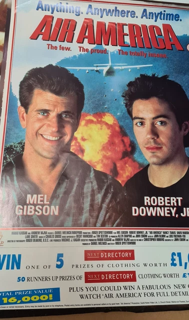 AIR AMERICA MOVIE poster 1990 MEL GIBSON, ROBERT DOWNEY An
