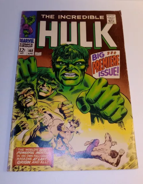 The Incredible Hulk 102 1968 Origin Story Premiere Issue Key Comic