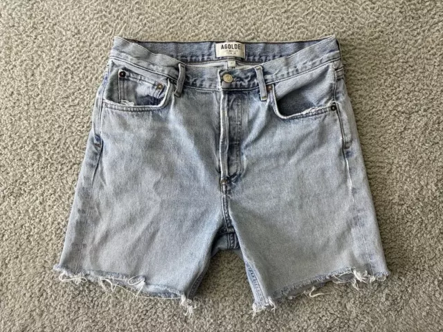 AGOLDE Parker Shorts Womens 27 Denim Vintage Frayed Hem Light Wash Distressed