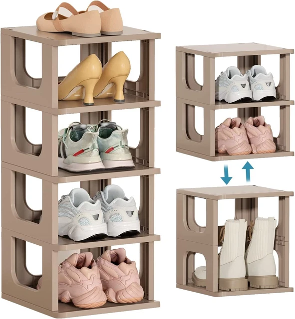 Porta Scarpe Armadio Salvaspazio Scaffale Pieghevole Multistrato Semplice Per Uso Domestico Economico Per Porta Del Dormitorio Senza Installare Una Scarpiera In Bambù ( Color : Beige , Size : 27.55*9 - 2