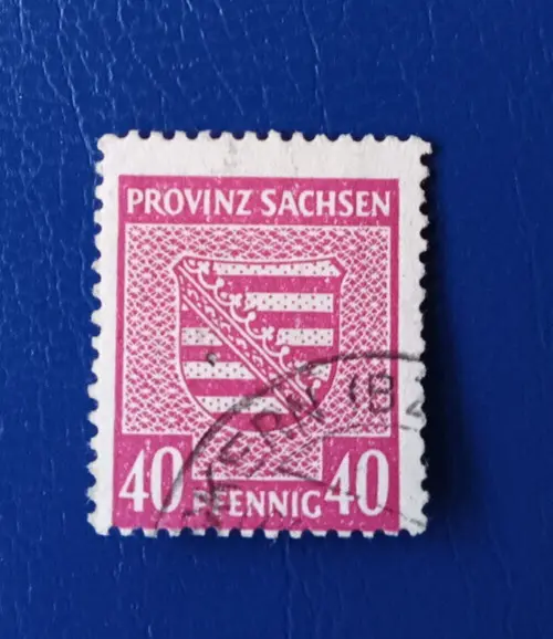 SBZ Allied occupation Saxony Mi 84 X stamped provincial coat of arms