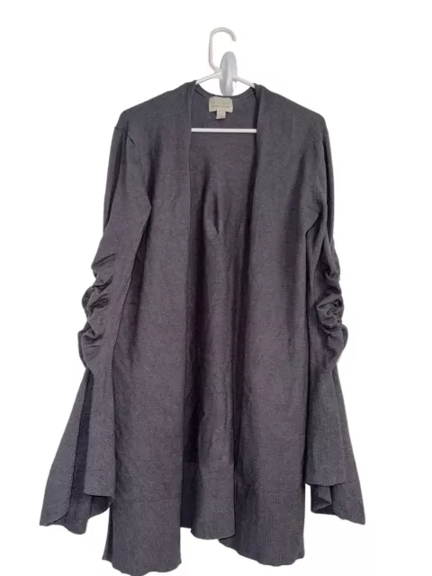 Hinge Designed In Seattle Long Open Cardigan Size L Gray Viscose Blend
