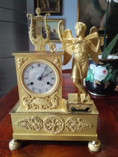 Parigina In Bronzo Dorato  Con Eros,  La Farfalla E La Lira, Primi 800