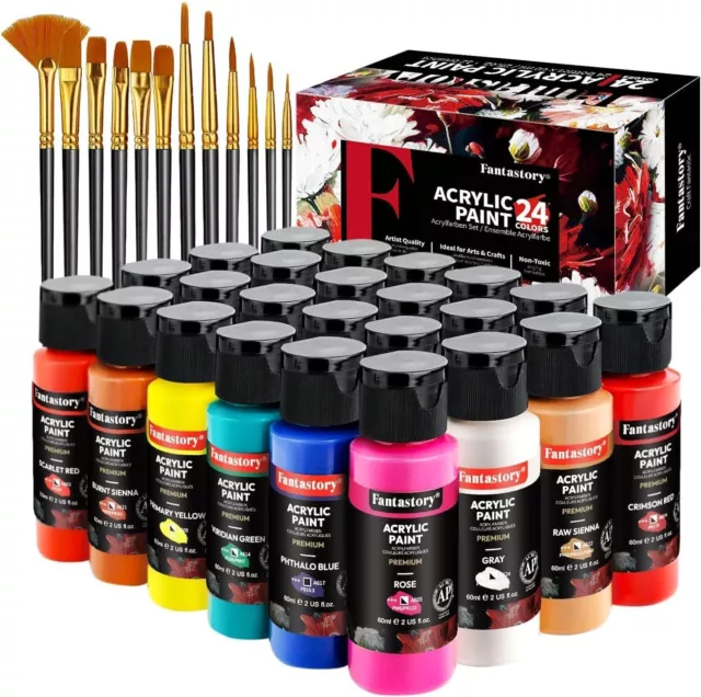 Acrylic Art Supplies Professional Craft Paint Set 24 Classic Colors 60ml kit-AU