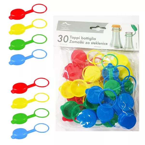 18 TAPPI IN Plastica Colorati Per Bottiglie Vetro Tappo Vino Salsa Conserve  332 EUR 5,49 - PicClick FR