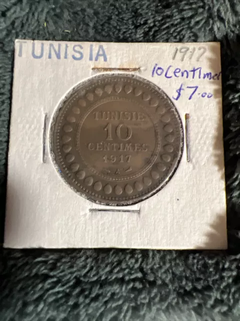 1917 TUNISIA 10 CENTIMES Photos Are Accurate. Free Shipping