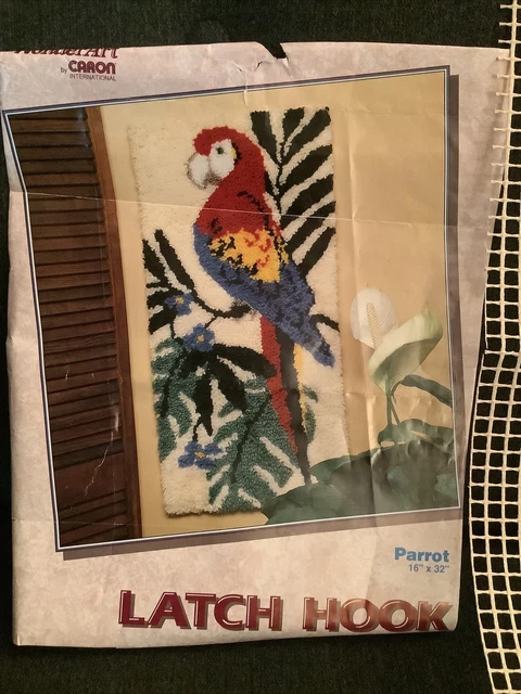 Kit de gancho de pestillo Caron WonderArt loro 4111 vintage 16x32 solo lona