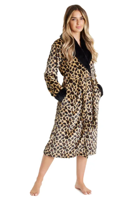 CityComfort Super Soft Fluffy Fleece Animal Print Dressing Gown for Women