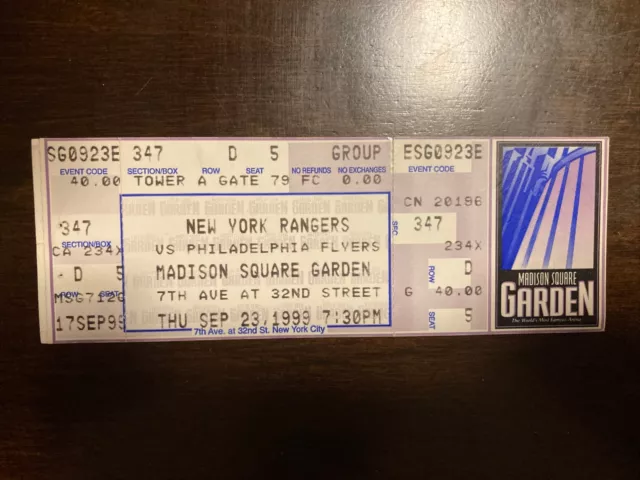 9-23-99 NY Rangers vs Philadelphia Flyers Pre Season