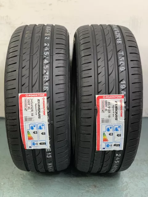 2 x 245/45 ZR18 Roadstone By Nexen Eurovis Sport 04 100Y XL 245 45 18 -TWO TYRES