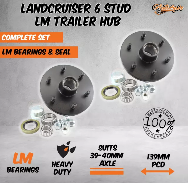 Land Cruiser 6 Stud Hub with LM Bearing Kit Trailer Caravan Boat Premium Product