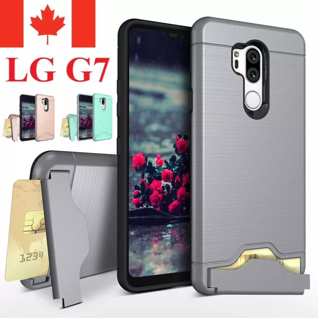 Shockproof KickStand Card Slot Wallet Hard Cover For LG G7 Case (ThinQ / One)