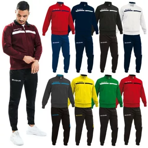 Givova Uno Full Zip Uomo Sport Calcio Teamwear Tuta per Allenamento TT012 Nuovo