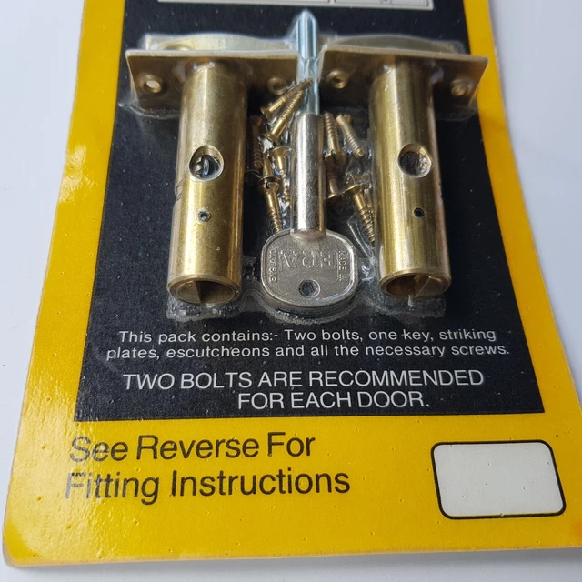 Wickes Security Door Bolts 2-pack patio home business french doors key brass 6
